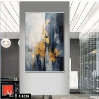 A1026 لوحة تجريدية بألوان ذهبية وزرقاء