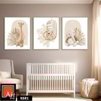 NSR1 لوحة ثلاثية للأطفال بألوان بيج ورسومات لطيفة...