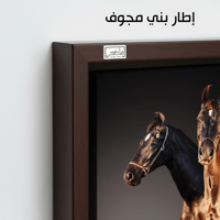 HR102 للوحة فنية معاصرة تصور حصانين أحدهما بني وال...