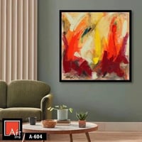 A604 لوحة تجريدية نابضة بالحياة بألوان دافئة، تسود...