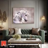 HR57 لوحة رأس حصان أبيض بخلفية ترابية هادئة - فن م...