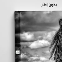 HR113 لوحة فنية بالأبيض والأسود تصور حصانًا أسودًا...