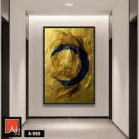 A969 لوحة تجريدية عصرية تجمع بين اللون الذهبي اللا...