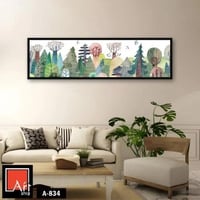 A834 لوحة مائية مبهجة تصور غابة خيالية مليئة بالأش...