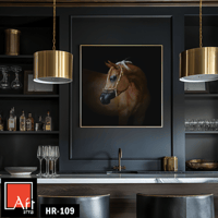 HR109 لوحة فنية بالألوان الزيتية تصور رأس حصان عرب...