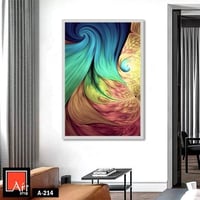 A214 لوحة فنية بإطار فضي، تتميز بتصميم تجريدي دوام...