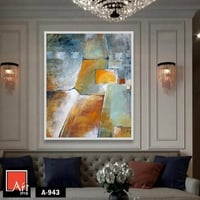 A943 لوحة تجريدية عصرية تتميز بمزيج من الألوان الت...