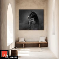 HR263 لوحة فنية أنيقة بالأبيض والأسود تصور حصاناً...