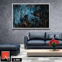 A395 اللوحة تظهر بابًا خشبيًا قديمًا باللون الأزرق...