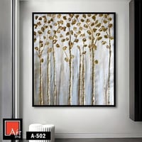 A502 لوحة تجريدية عصرية تصور غابة من الأشجار ذات ا...