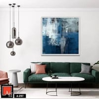 A297 لوحة جدارية بنمط تجريدي بألوان الأزرق والأبيض...