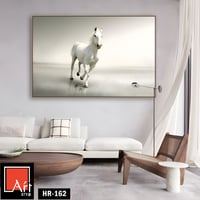 HR162 لوحة فنية واقعية تصور حصانًا أبيض يجري في صح...