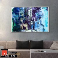 A78 لوحة تجريدية بألوان باردة من الأزرق والأخضر وا...