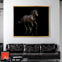 HR220 لوحة فنية معاصرة تصور حصانًا أسود يركض بقوة...