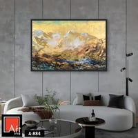 A884 لوحة فنية تجريدية تصور منظر جبلي بديع بألوان...
