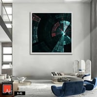 A-41 " لوحة فنية بتصميم هندسي عصري بألوان داكنة وخ...