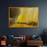 A66 لوحة تجريدية بألوان دافئة من الأصفر والبني، تض...