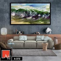 A373 اللوحة تُظهر موجة بحرية كبيرة بألوان متعددة ت...