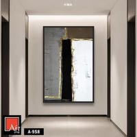 A958 لوحة تجريدية عصرية تتميز بتصميم هندسي بسيط. ت...