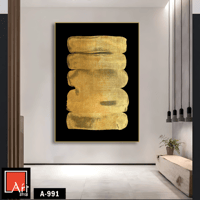 A991 لوحة ذهبية تجريدية بخلفية سوداء