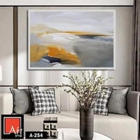 A254 لوحة تجريدية تجمع بين ألوان الرمادي والأصفر،...