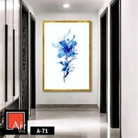 A71 لوحة فنية تجريدية بتدرجات الأزرق على خلفية بيض...