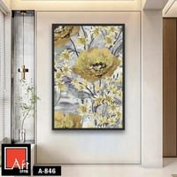 A846 لوحة فنية تجريدية بألوان دافئة، تصور باقة من...