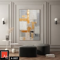 A1027 لوحة تجريدية بألوان ذهبية ورمادية
