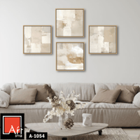 A1054 لوحات رباعية تجريدية بألوان حيادية