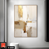A1038 لوحة تجريدية ذهبية بيضاء فاخرة