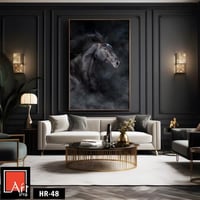 HR48 لوحة فنية معاصرة تصور رأس حصان أسود بجمال لاف...