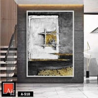 A510 لوحة تجريدية عصرية تجمع بين الأبيض والأسود وا...