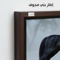HR251 لوحة فنية معاصرة تصور حصاناً أسوداً يقف وسط...