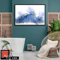 A814 لوحة مائية هادئة تصور موجة كبيرة تتلاطم بألوا...