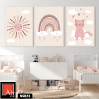 NSR23 ثلاث لوحات باستيل برسومات حالمة