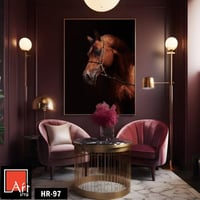 HR97 لوحة فنية معاصرة تصور رأس حصان عربي أصيل بلون...