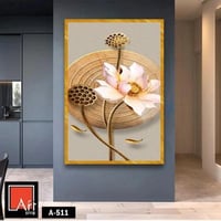 A511 لوحة زيتية واقعية تصور زهرة اللوتس بألوان ناع...