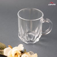 طقم كوب شاي زجاج شفاف مع نقش بارز