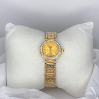 ساعة يد للأطفال مطلية بالذهب ,مع قطع الكريستال الب...