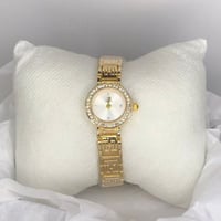 ساعة يد للأطفال مطلية بالذهب ,مع قطع الكريستال الب...