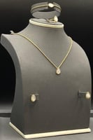 طقم مجدول دمعة مع صدف ابيض