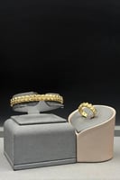 اسوارة مع خاتم ذهب تصميم الماس عيار 18 وزن 25.9 جر...