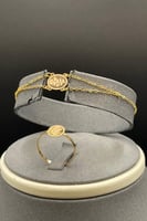 طقم بيضاوي مع كور ذهب صافي عيار 21