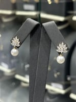 حلق ذهب مع لؤلؤ تصميم الماس