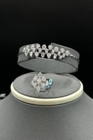 طقم ذهب ابيض تصميم دمعات الماسية فاخرة بوزن 32.2 ج...