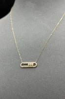 عقد مستطيل ذهب تصميم الماس عيار 18 وزن 0.8 جرام