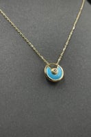 عقد دائري ذهب مع صدف ملون عيار 18 وزن من 3.3 الى 3...