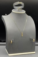 طقم مستطيل ذهب تصميم الماس عيار 21 وزن 6.5 جرام