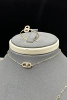 طقم دورين مستطيل ذهب تصميم الماس عيار 18 وزن 2.3 ج...