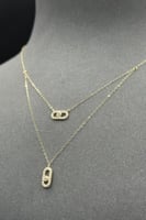 عقد مستطيل دورين ذهب تصميم الماس عيار 18 وزن من 0....